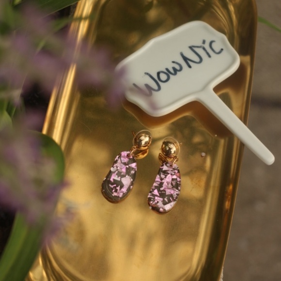 New pink Acrylic drop dangling resin Earrings - Picture 7 of 8